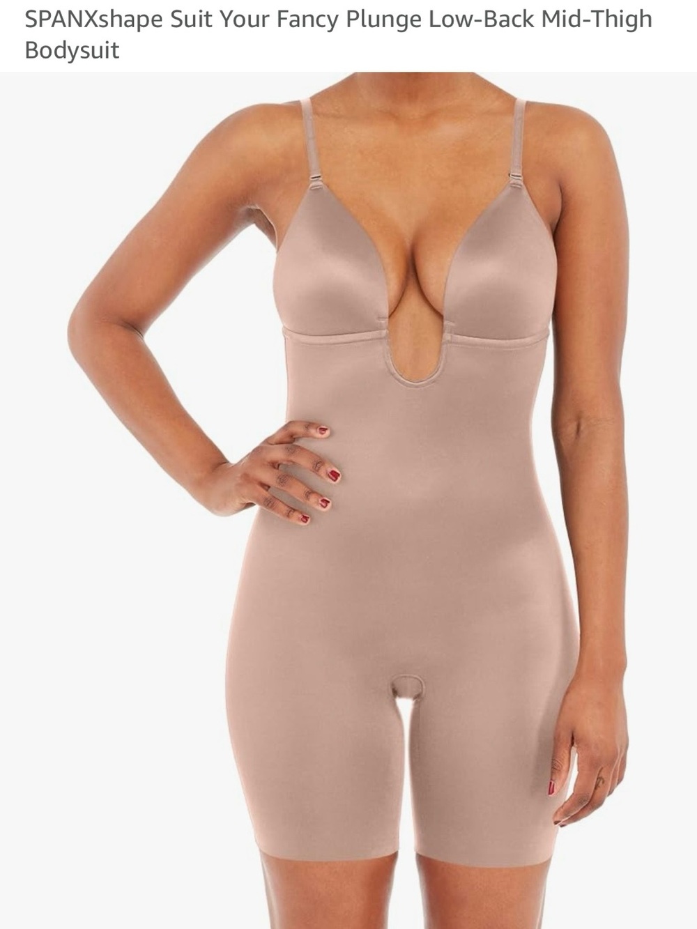 SPANX Nude Plunge Mid-Thigh Shaping Bodysuit